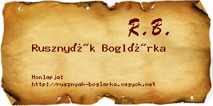 Rusznyák Boglárka névjegykártya